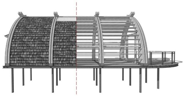 杭州富春江畔的船屋